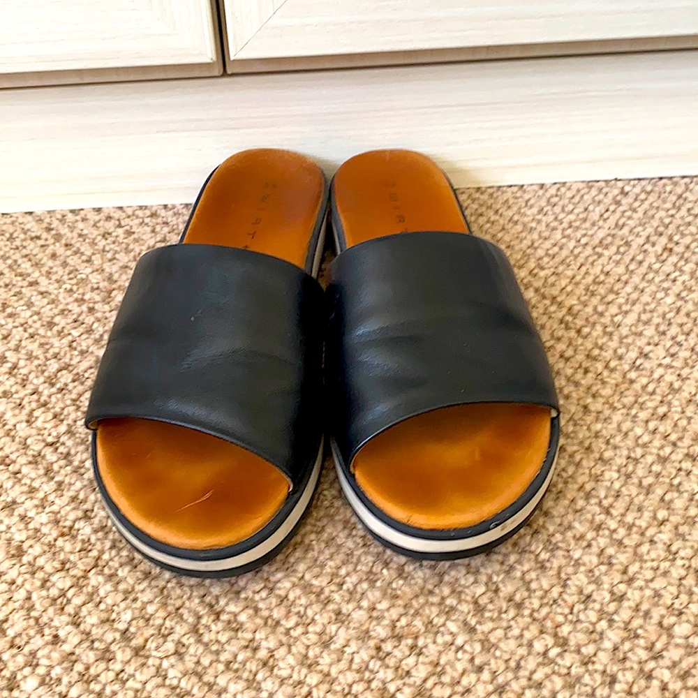 8.5 Black Leather Slides by Wirth